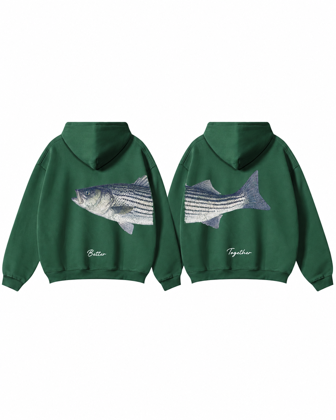 Better Together Striped Bass Matching Couple Fishing Unisex Hoodies Bundle