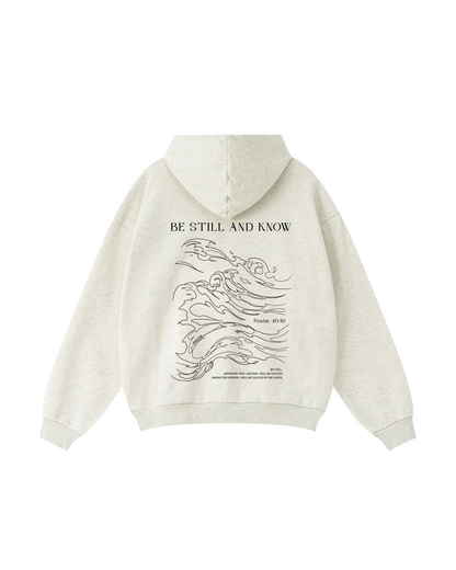 “Be Still and Know” Wave Line Art Hoodie