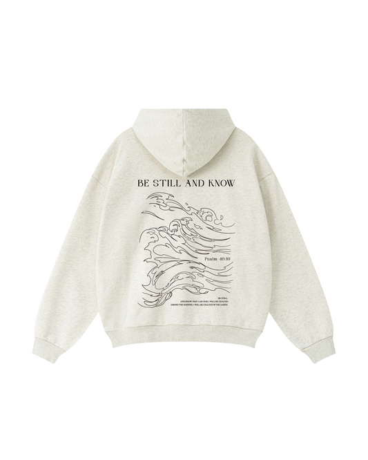 “Be Still and Know” Wave Line Art Hoodie