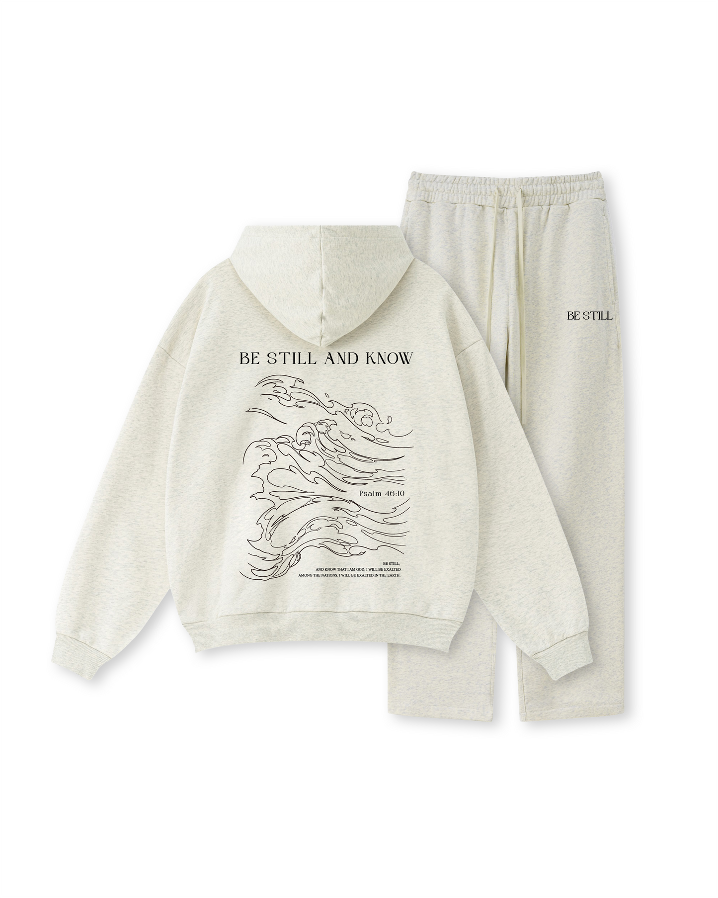 “Be Still and Know” Wave Line Art Hoodie