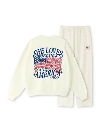 She Loves Jesus and America Too Crewneck