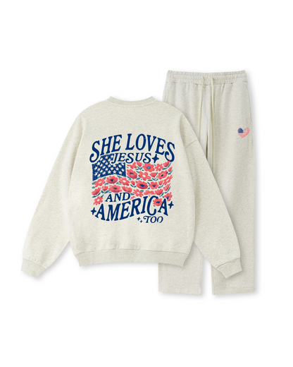 She Loves Jesus and America Too Crewneck