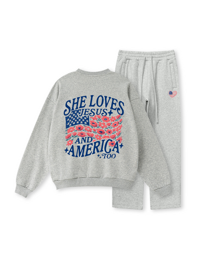 She Loves Jesus and America Too Crewneck