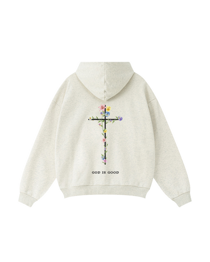 God Is Good Hoodie – Floral Cross (Unisex)