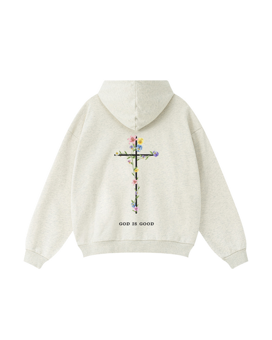 God Is Good Hoodie – Floral Cross (Unisex)