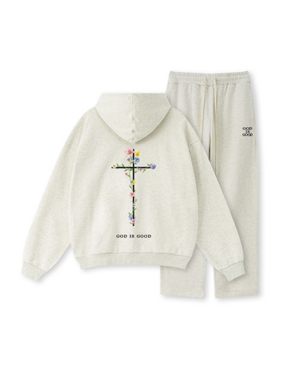God Is Good Hoodie – Floral Cross (Unisex)