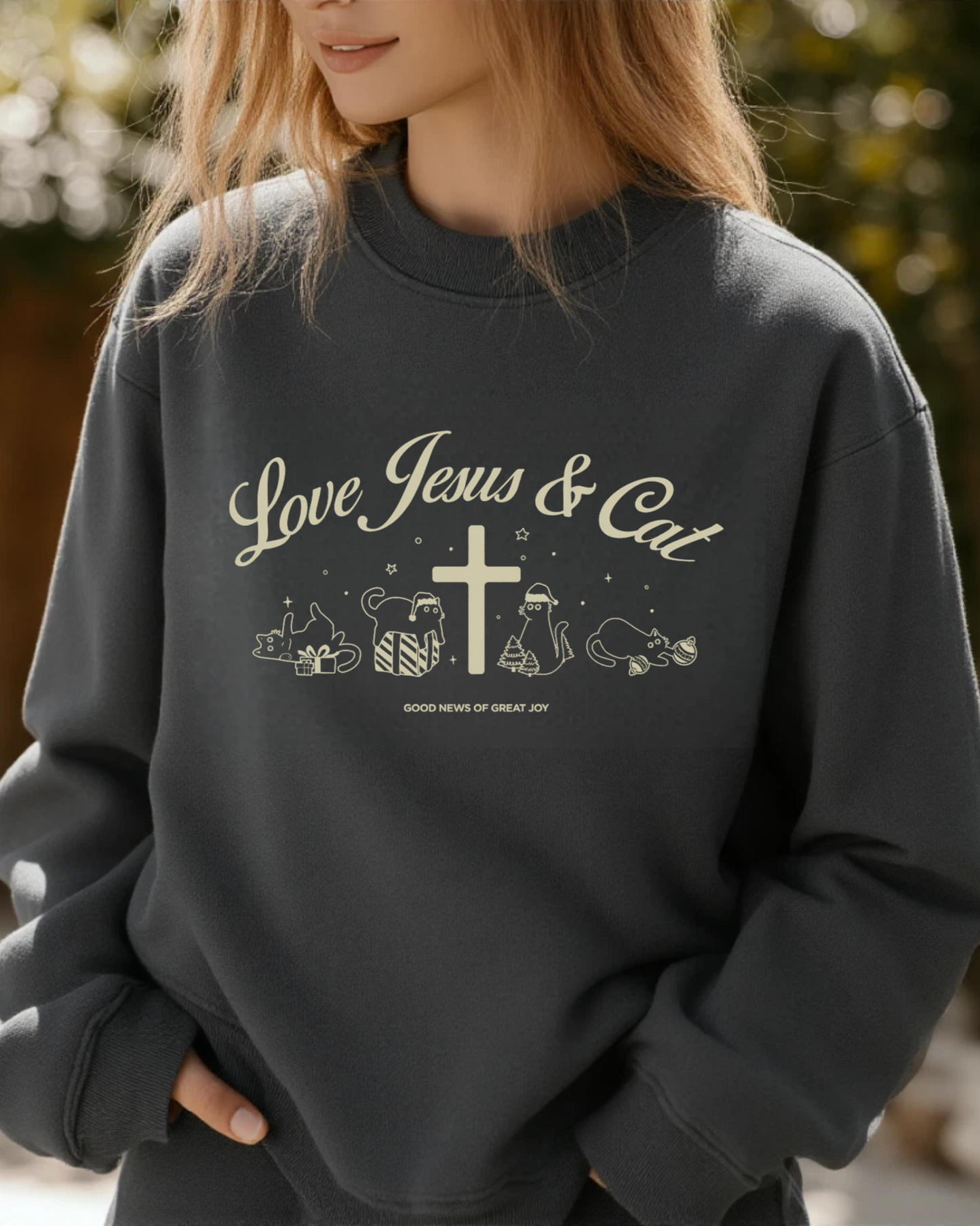 Love Jesus and Cats Crewneck