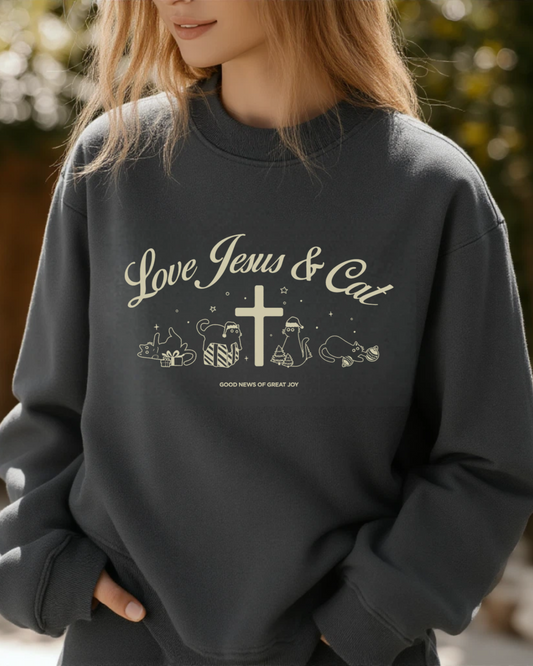Love Jesus and Cats Crewneck