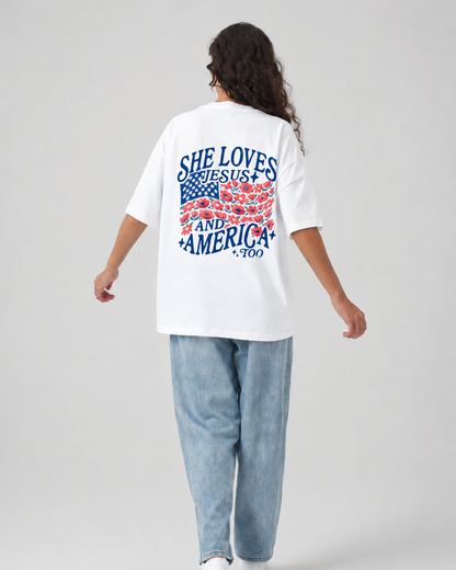 She Loves Jesus and America Too Tee