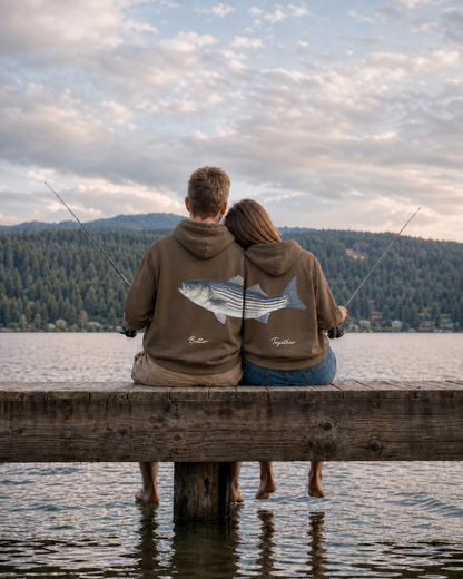 Better Together Striped Bass Matching Couple Fishing Unisex Hoodies Bundle