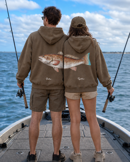 Better Together Redfish Matching Couple Fishing Unisex Hoodies Bundle