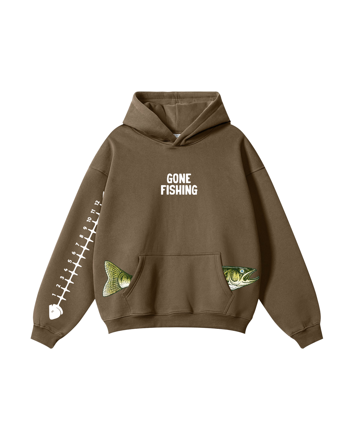 Gone Fishing Walleye Measuring Sleeve Hoodie