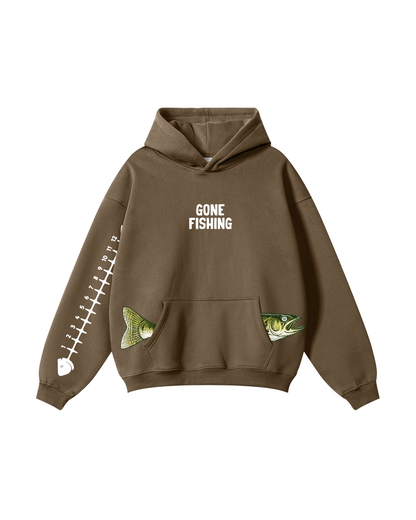 Gone Fishing Walleye Measuring Sleeve Hoodie