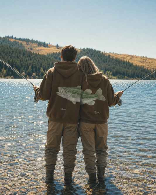 Better Together: Largemouth Bass Fishing Couple Hoodie Set
