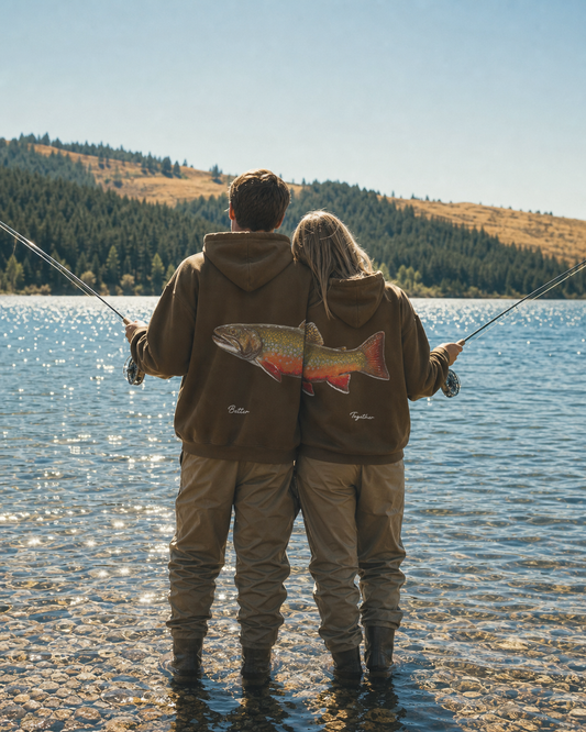 Better Together: Brook Trout Fishing Couple Hoodie Set