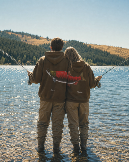 Better Together: Sockeye Salmon Fishing Couple Hoodie Set