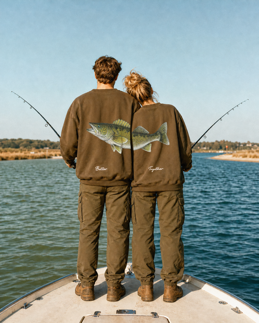 Better Together Walleye Matching Couple Unisex Crewnecks Set