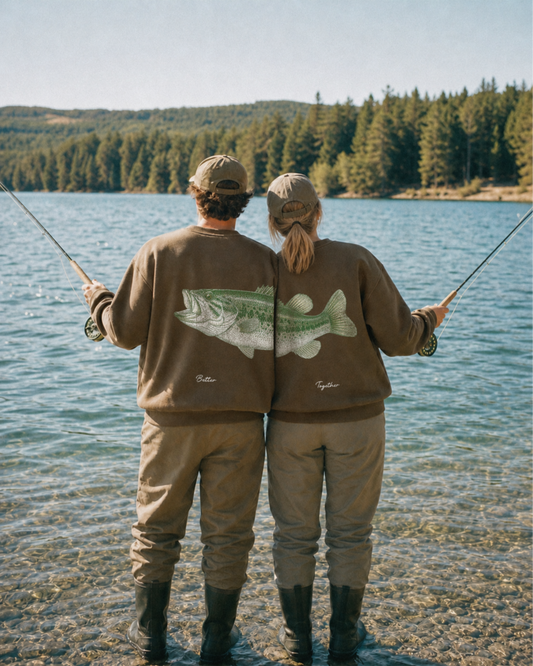 Better Together Largemouth Bass Matching Couple Unisex Crewnecks Set