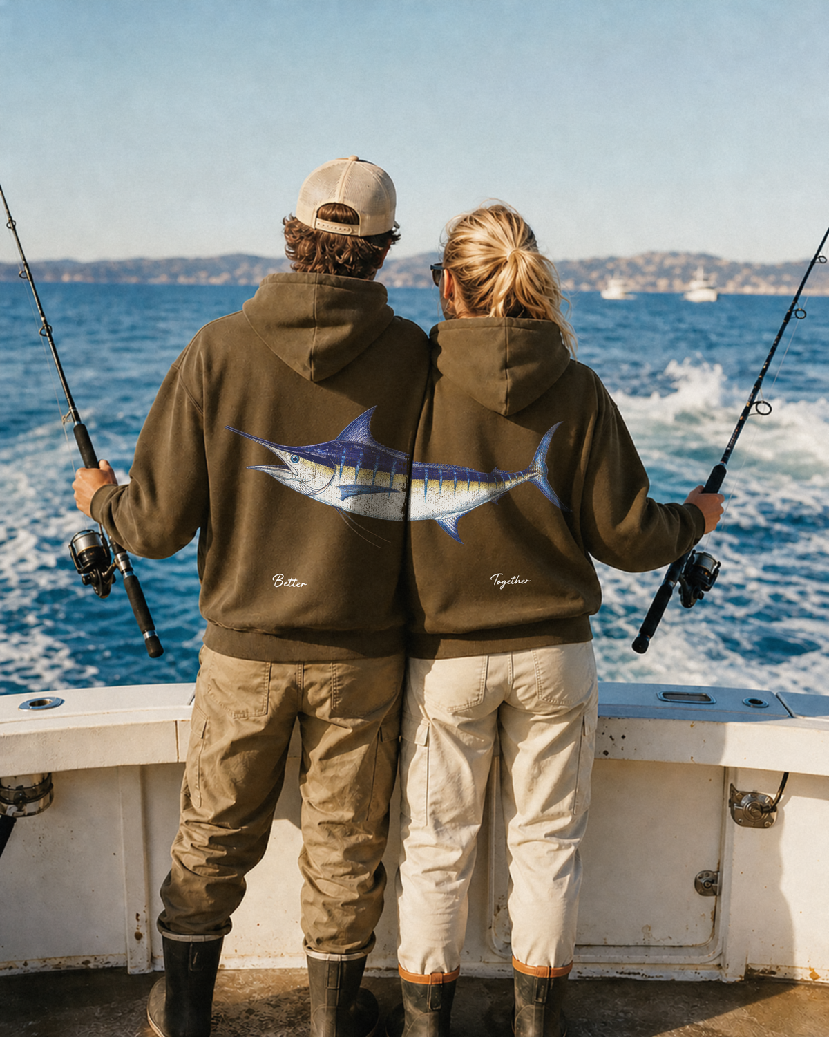 Better Together Blue Marlin Couple Hoodie Set