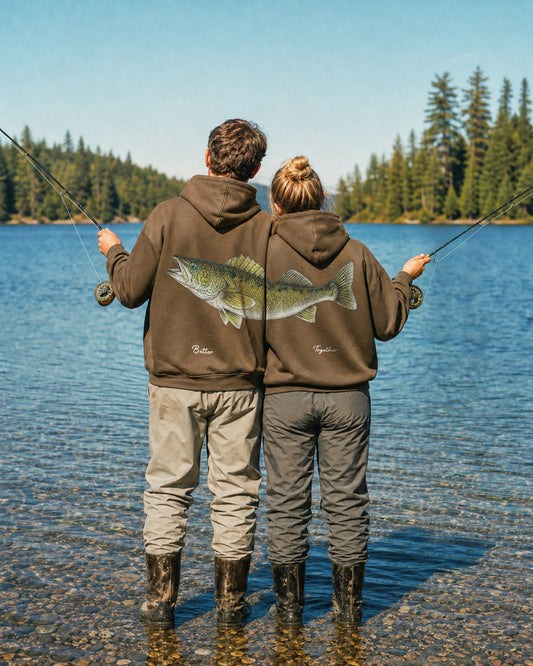 Better Together: Walleye Fishing Couple Unisex Hoodie Set