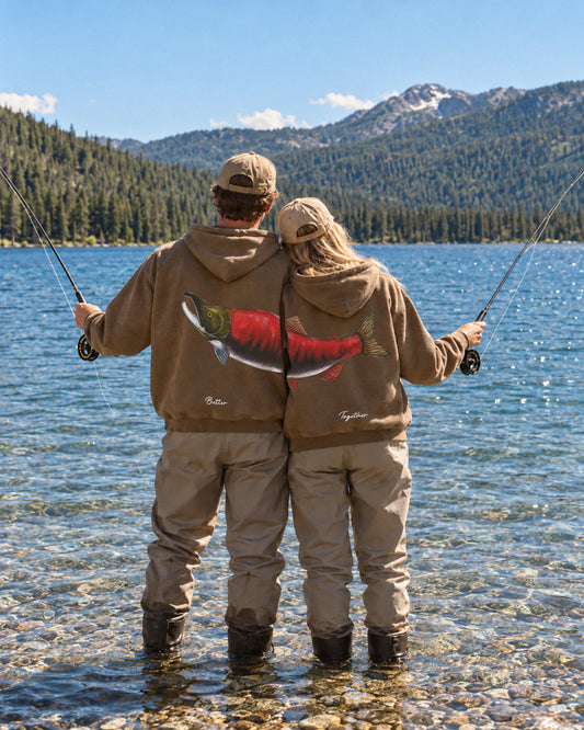 Better Together: Sockeye Salmon Fishing Couple Unisex Hoodies Set