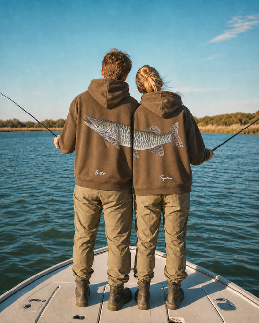 Better Together: Muskie Fishing Couple Unisex Hoodie Set
