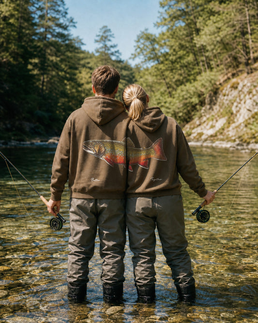Better Together: Brook Trout Fishing Couple Unisex Hoodies Set