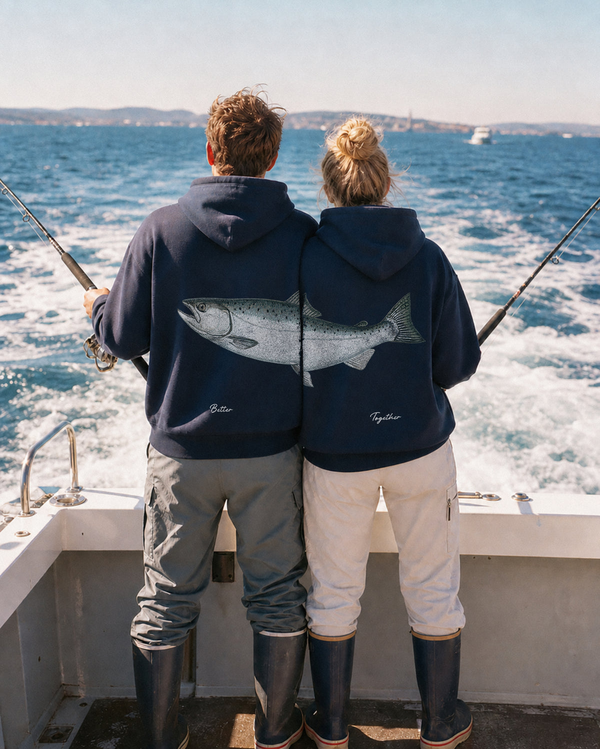 Better Together Chinook Salmon Couple Unisex Hoodie Set