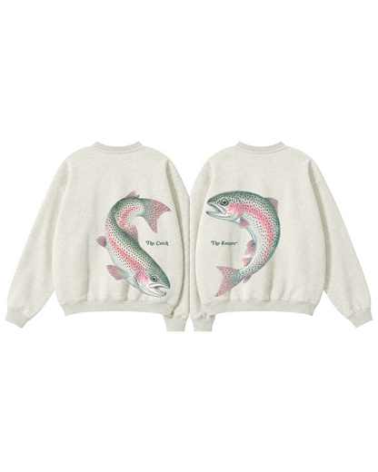 The Catch & The Keeper Rainbow Trout Couple Fishing Crewneck Set