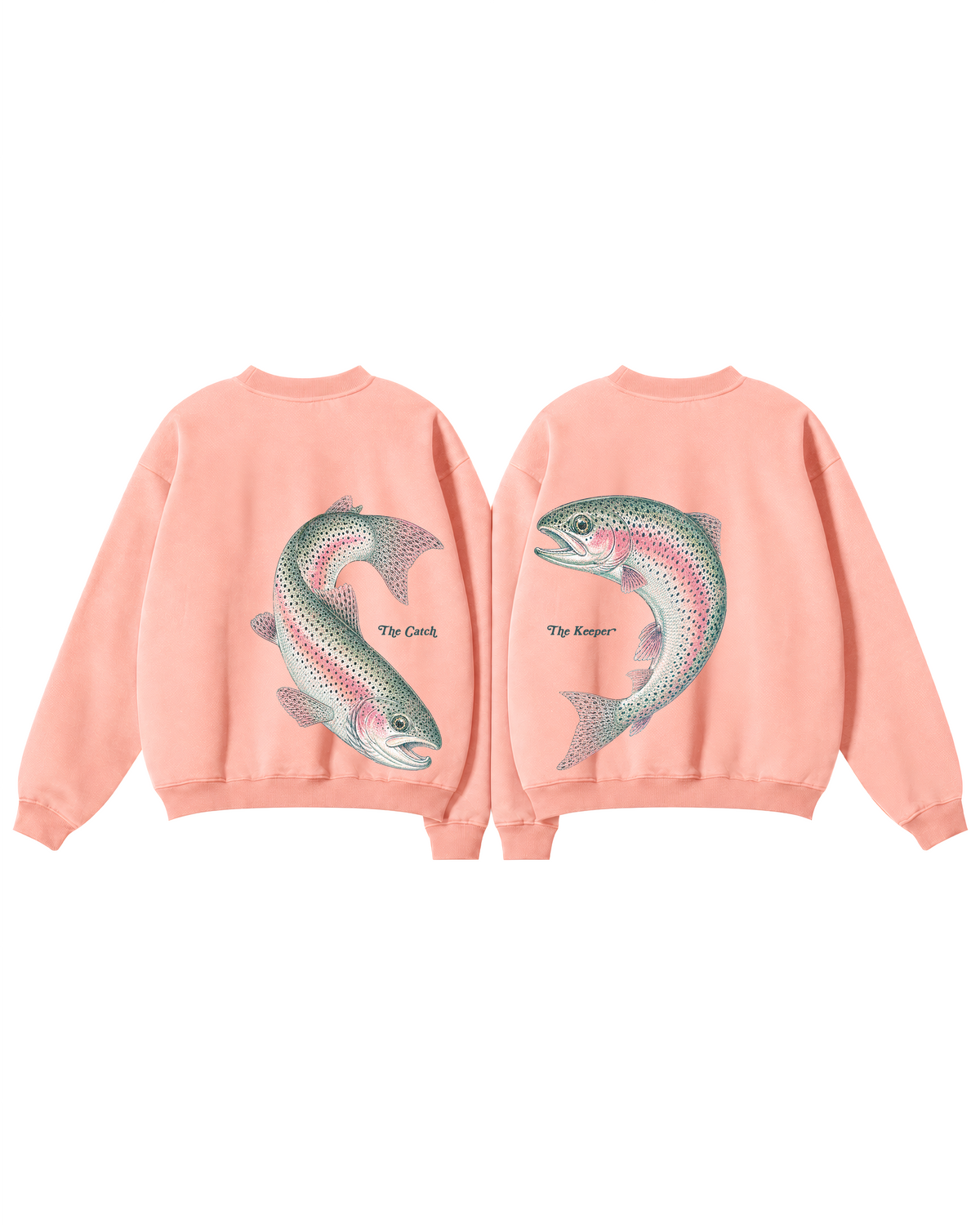 The Catch & The Keeper Rainbow Trout Couple Fishing Crewneck Set