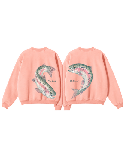 The Catch & The Keeper Rainbow Trout Couple Fishing Crewneck Set
