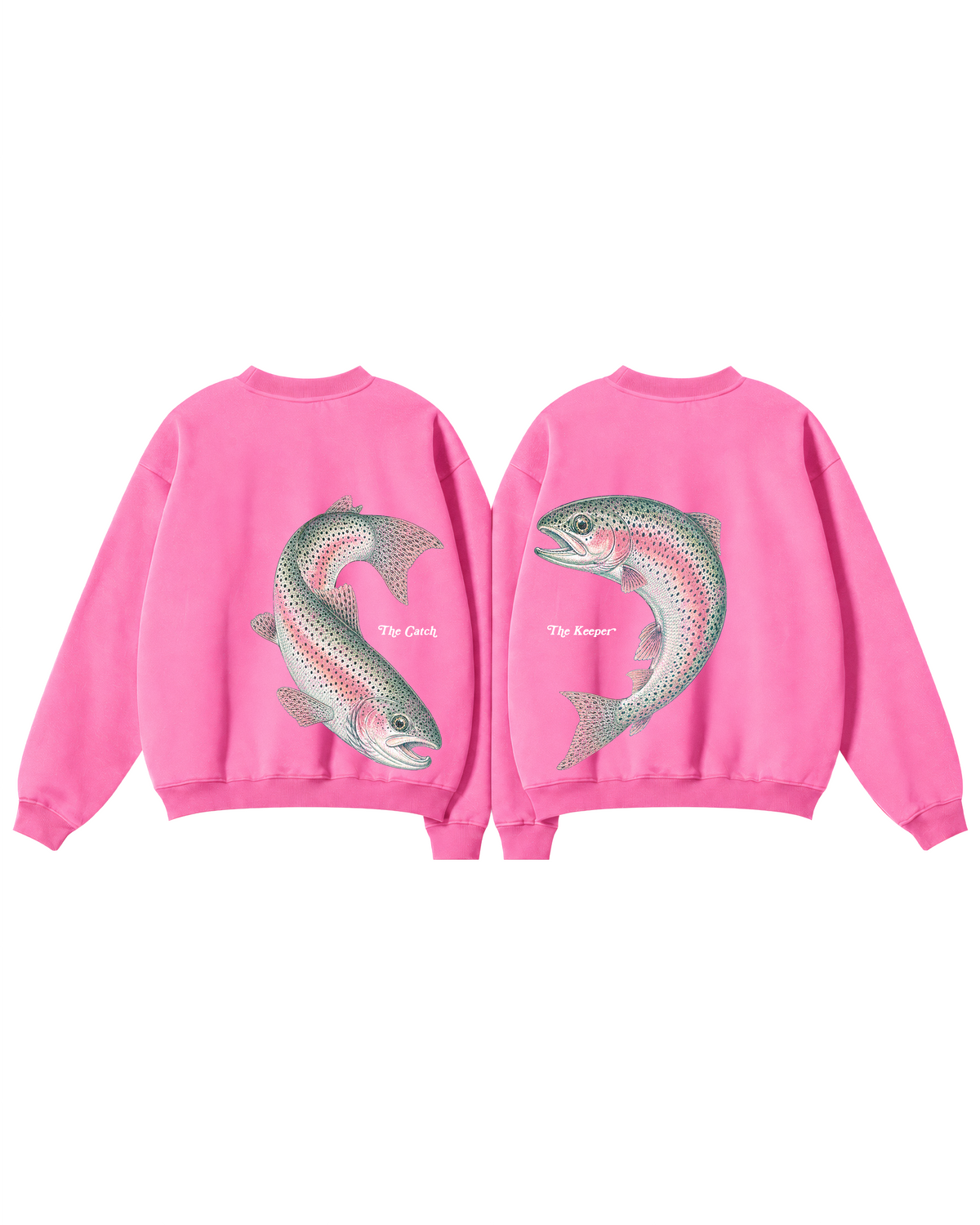 The Catch & The Keeper Rainbow Trout Couple Fishing Crewneck Set