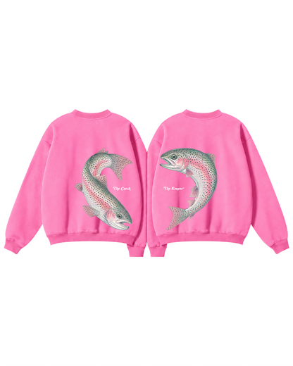 The Catch & The Keeper Rainbow Trout Couple Fishing Crewneck Set