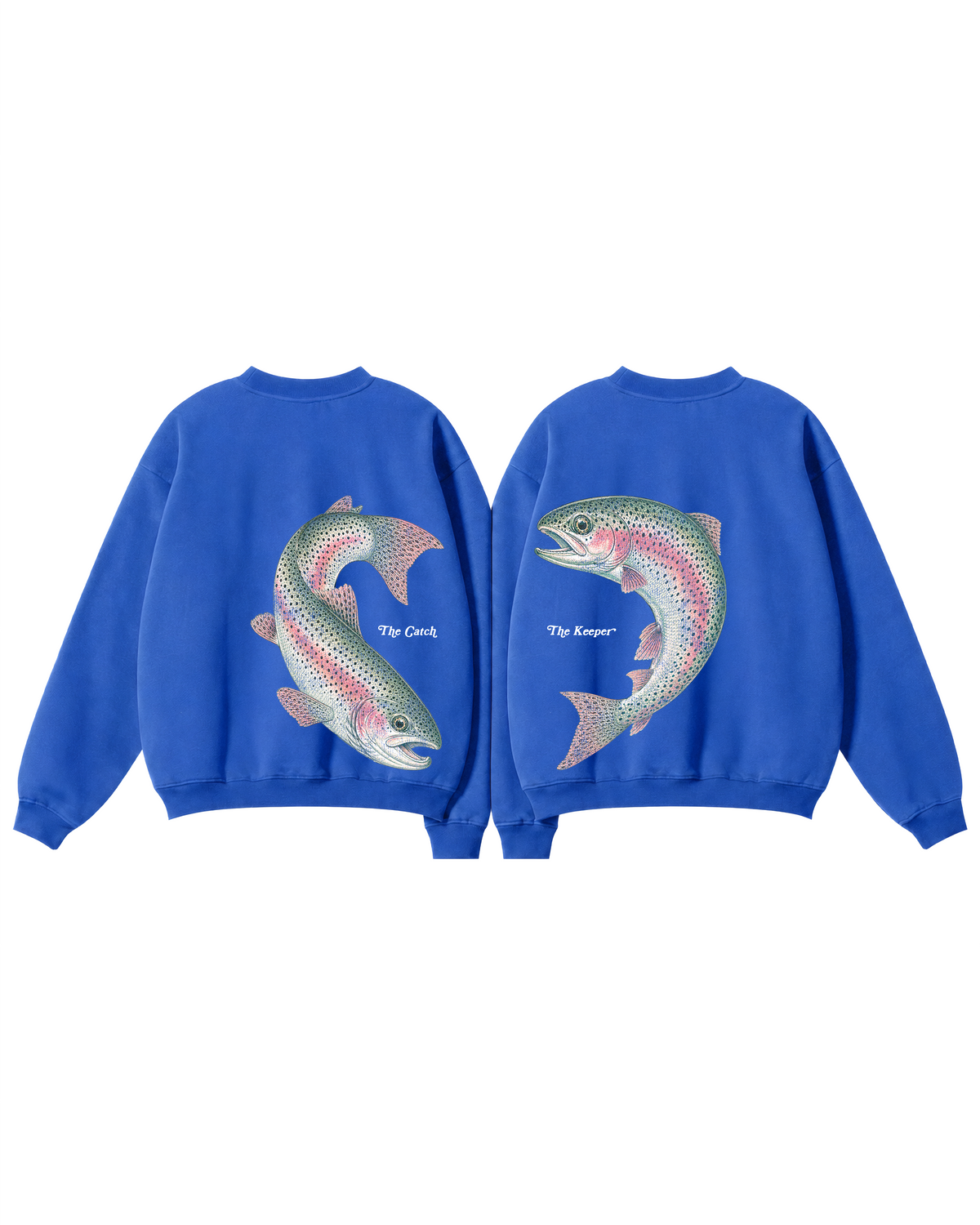 The Catch & The Keeper Rainbow Trout Couple Fishing Crewneck Set