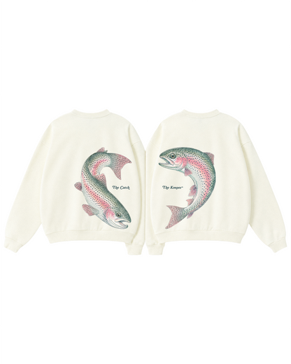 The Catch & The Keeper Rainbow Trout Couple Fishing Crewneck Set