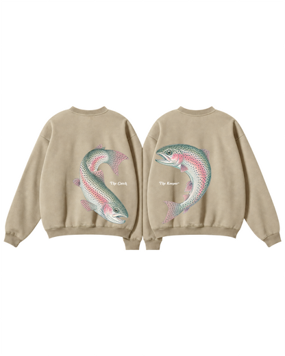 The Catch & The Keeper Rainbow Trout Couple Fishing Crewneck Set