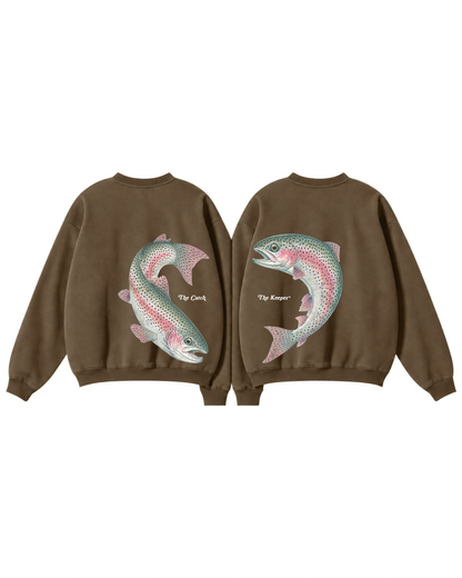 The Catch & The Keeper Rainbow Trout Couple Fishing Crewneck Set