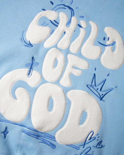 Child of God Embroidered Hoodie – Cozy Faithwear in Sky Blue