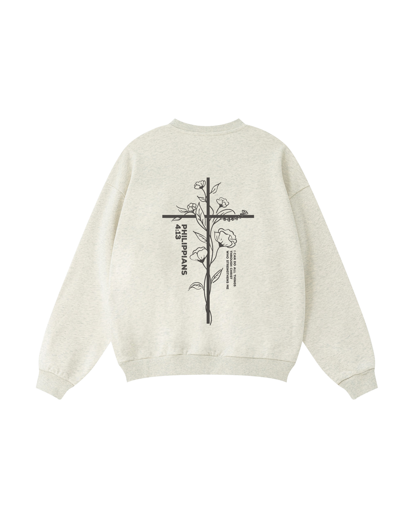 Philippians 4:13 Floral Cross Crewneck