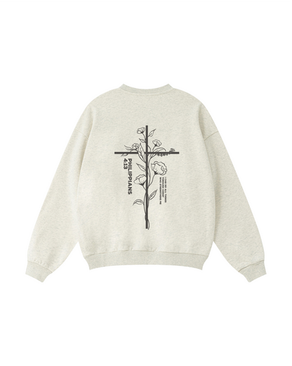 Philippians 4:13 Floral Cross Crewneck
