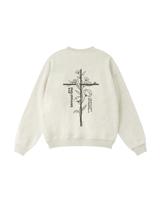 Philippians 4:13 Floral Cross Crewneck