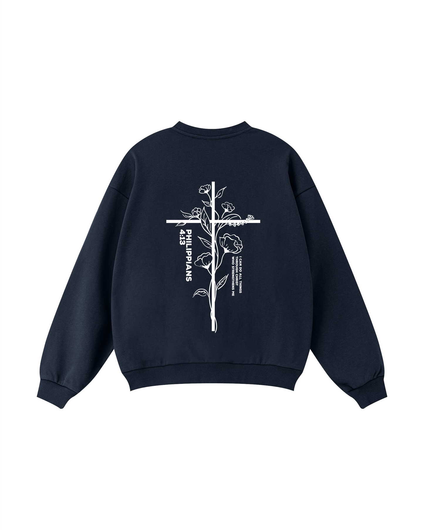 Philippians 4:13 Floral Cross Crewneck