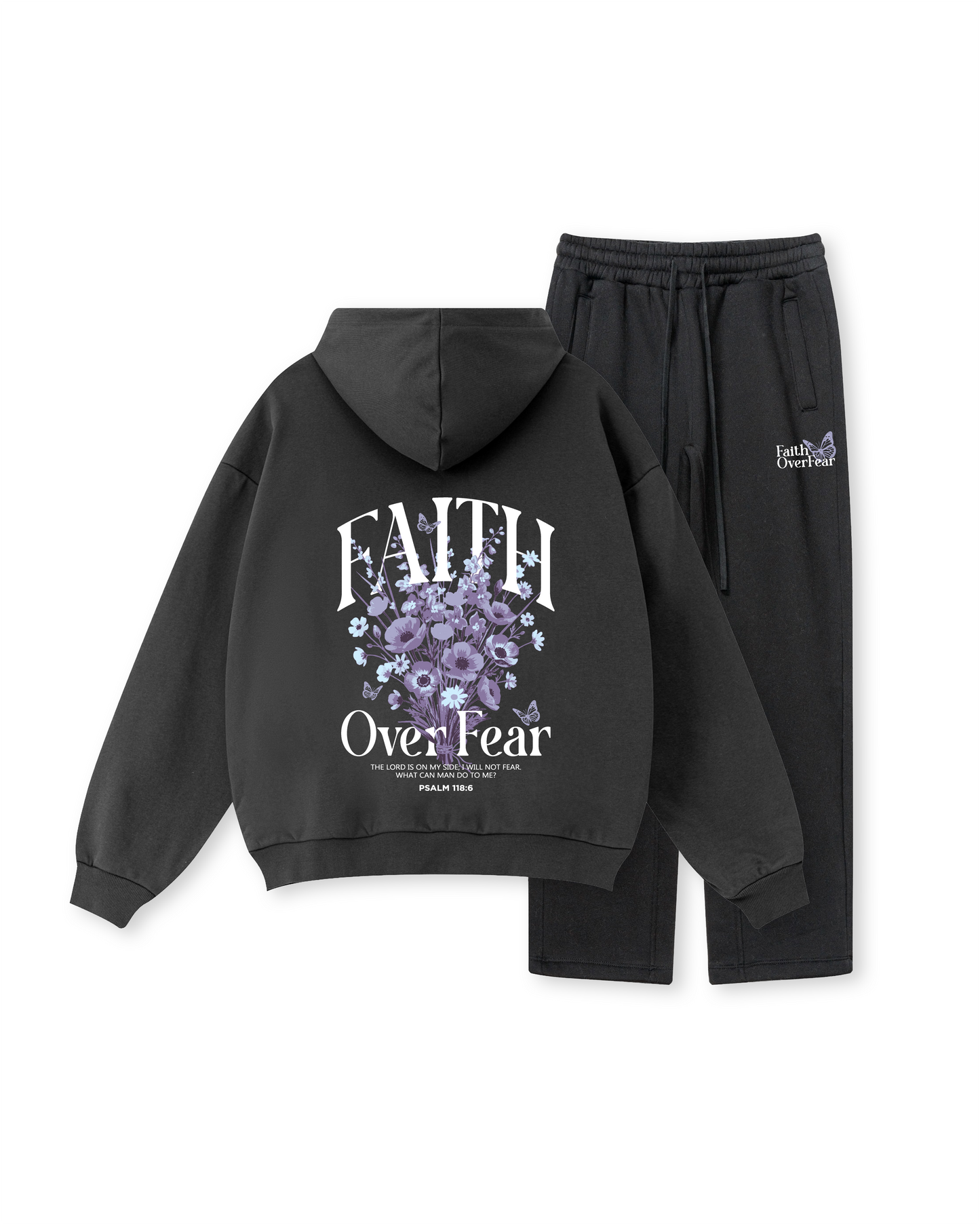 Faith Over Fear Floral Hoodie — Psalm 118:6