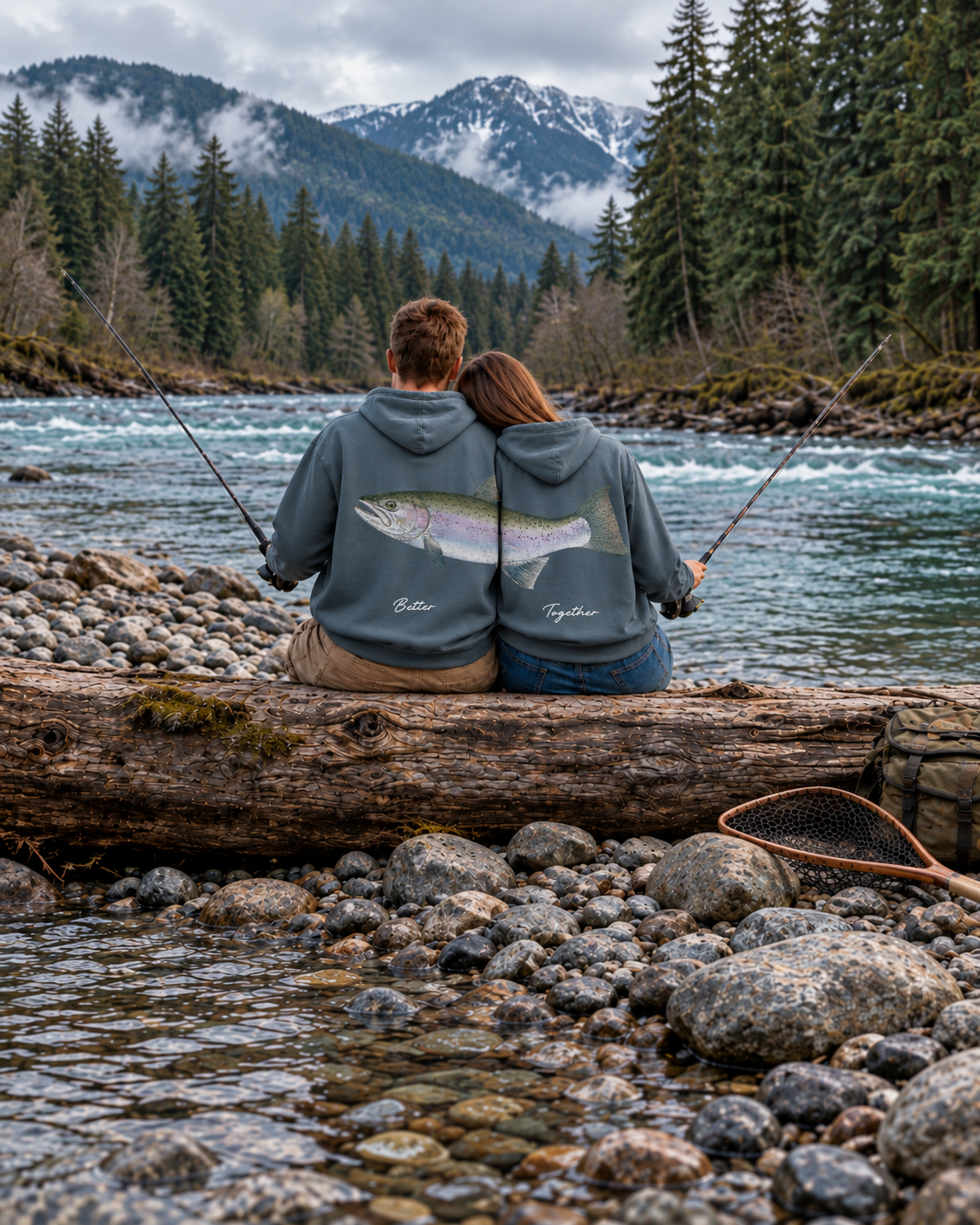 Better Together Steelhead Couple Unisex Hoodie Set