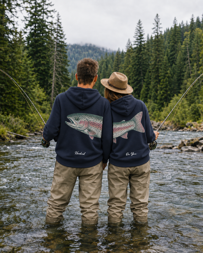 His and Her Fishing  Rainbow Trout Unisex Hoodie Bundle