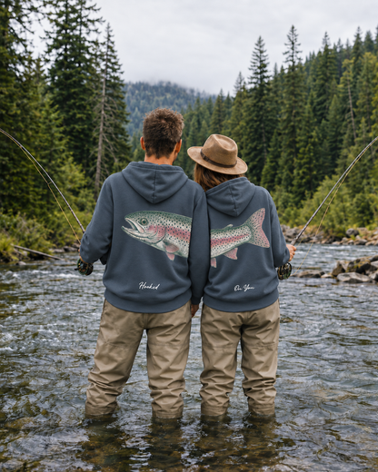 His and Her Fishing  Rainbow Trout Unisex Hoodie Bundle