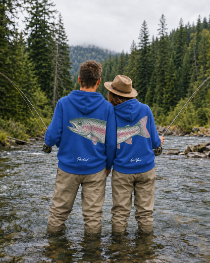 His and Her Fishing  Rainbow Trout Unisex Hoodie Bundle
