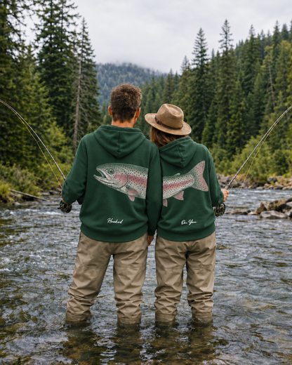 His and Her Fishing  Rainbow Trout Unisex Hoodie Bundle