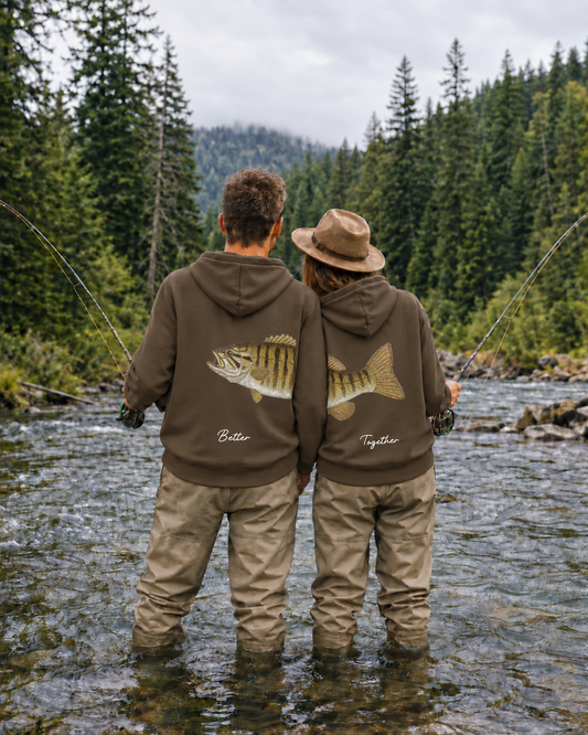 Better Together Smallmouth Bass Matching Fishing Unisex Hoodie Bundle