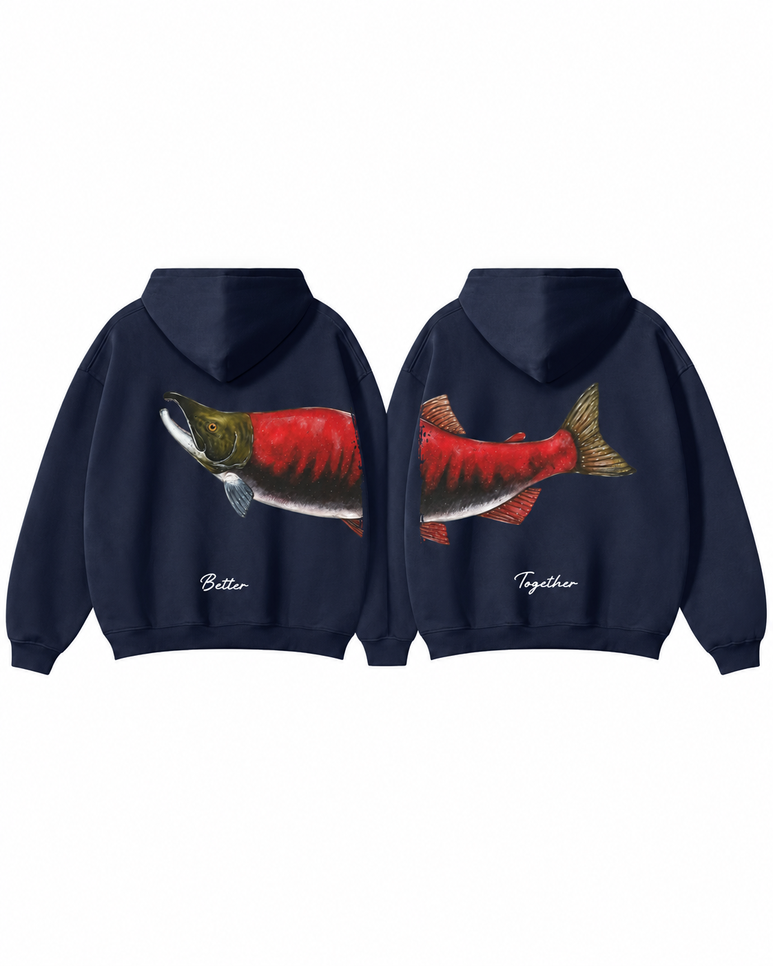 Better Together: Sockeye Salmon Fishing Couple Hoodie Set